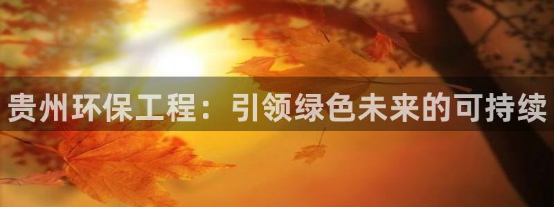 彩名堂5.0!：贵州环保工程：引领绿